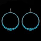 Turquoise Rhinestone Hoop Earrings E 951