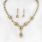 Stunning Gold Brown AB Pave Crystal Jewelry Set NE 908