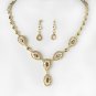 Stunning Gold Brown AB Pave Crystal Jewelry Set NE 908