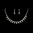 Gold Clear Accented Necklace & Earring Jewelry Set NE 358
