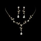 Gold Clear Dangle Floral Bridal Set NE 328