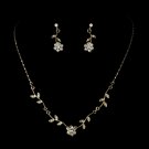 Enchanting Gold Clear Floral Bridal Jewelry Set NE 330