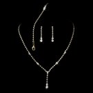 Gold Clear Crystal Necklace, Bracelet & Earring Set NEB 1039