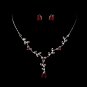 Silver Red Stud Floral Bridal Set NE 328