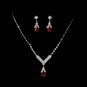 Silver Red Crystal Drop Jewelry Set NE 344