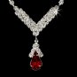 Silver Red Crystal Drop Jewelry Set NE 344