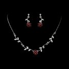 Enchanting Silver Red Floral Bridal Jewelry Set NE 330