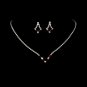 Silver Red Rhinestone Necklace & Earring Set NE 341