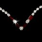 Silver Red Rhinestone Necklace & Earring Set NE 341