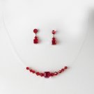 Red Illusion Necklace & Earring Set NE 233