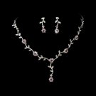 Floral Bridal Silver Light Amethyst Jewelry Set NE 383