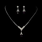 Silver Dark Amethyst Crystal Drop Jewelry Set NE 344