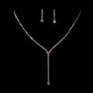 Silver Light Amethyst Y Drop Crystal Jewelry Set NE 313