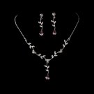 Silver Light Amethyst Dangle Floral Bridal Set NE 328