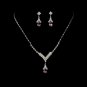 Silver Light Amethyst Crystal Drop Jewelry Set NE 344