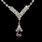 Silver Light Amethyst Crystal Drop Jewelry Set NE 344