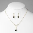 Gold Black Crystal Drop Jewelry Set NE 344