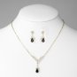 Gold Black Crystal Drop Jewelry Set NE 344