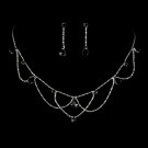 Silver Black Necklace & Earring Bridal Jewelry Set NE 8000