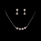 Silver & Pink Accented Bridal Jewelry Set NE 327