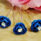 Royal Blue Glitter Crystal Bridal Hair Pin 901 (Set of 12)