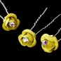 Yellow Glitter Crystal Bridal Hair Pin 901 (Set of 12)