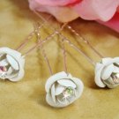 White Glitter Crystal Bridal Hair Pin 901 (Set of 12)