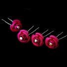 Fuscia Glitter Crystal Bridal Hair Pin 901 (Set of 12)