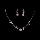 Enchanting Silver Pink Floral Bridal Jewelry Set NE 330