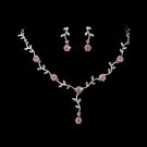 Floral Bridal Silver Pink Jewelry Set NE 383