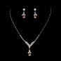 Silver Pink Crystal Drop Jewelry Set NE 344