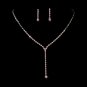 Silver Pink Y Drop Crystal Jewelry Set NE 313