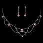 Silver Pink Necklace & Earring Bridal Jewelry Set NE 8000
