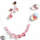 Pink Swarovski Crystal Illusion Necklace & Earring Set NE40208-PK