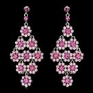 Glamorous Silver & Pink Chandelier Earrings E 939