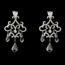 Elaborate Silver Clear Bridal Earrings E 987