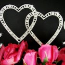 Swarovski Crystal Monogram Double Heart Wedding Cake Topper Set