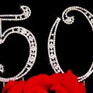 50th Anniversary, 50th Birthday Swarovski Crystal Cake Topper Gold or Silver
