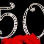 50th Anniversary, 50th Birthday Swarovski Crystal Cake Topper Gold or Silver