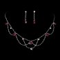 Silver Fuchsia Necklace & Earring Bridal Jewelry Set NE 8000