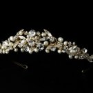 Stunning Gold Crystal & Pearl Bridal Tiara HP 8236
