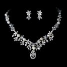 Pearl & Crystal Bridal Jewelry Set NE 8345 Silver