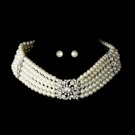 Adjustable Pearl Choker & Earring Set NE 8347