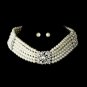Adjustable Pearl Choker & Earring Set NE 8347