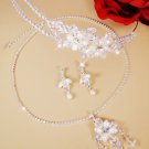Elegant Swarovski Crystal & Freshwater Pearl Bridal Jewelry & Headband Tiara Set NE 7801 & HP 7801