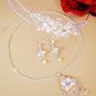 Elegant Swarovski Crystal & Freshwater Pearl Bridal Jewelry & Headband Tiara Set NE 7801 & HP 7801