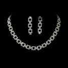 Silver Crystal Link Choker Necklace & Earring Set NE 368