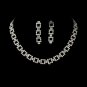 Silver Crystal Link Choker Necklace & Earring Set NE 368