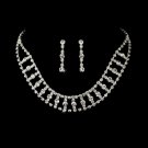 Silver Clear Crystal Choker Jewelry Set NE 3028