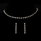 Gold Single Row Crystal Choker Jewelry Set NE 10022